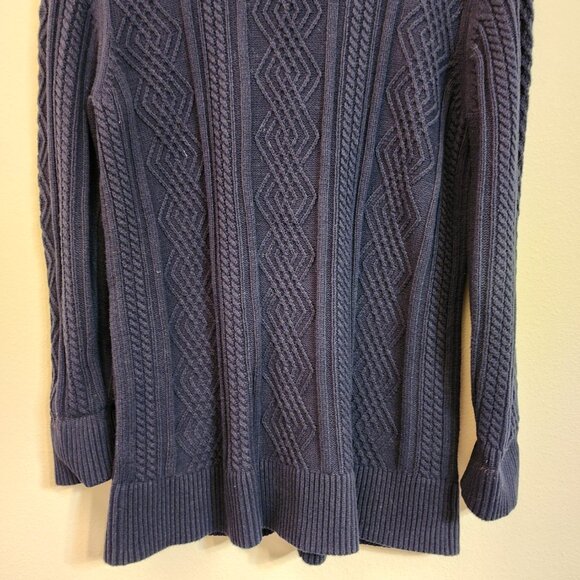 Cabi Cotton Blnd Cable Knit Cardigan Sweater Navy Blue Slat Fisherman Women M - Picture 14 of 16